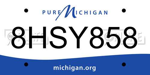 8HSY858 Michigan License Plate