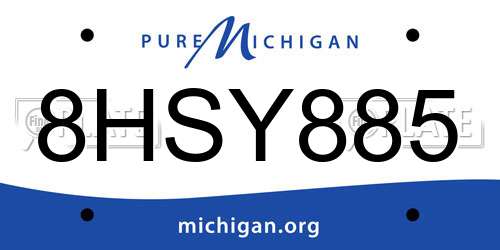 8HSY885 Michigan License Plate