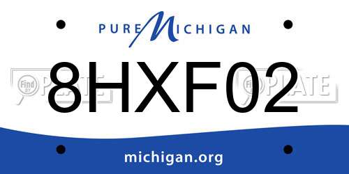 8HXF02 Michigan License Plate