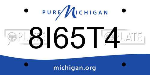 8I65T4 Michigan License Plate