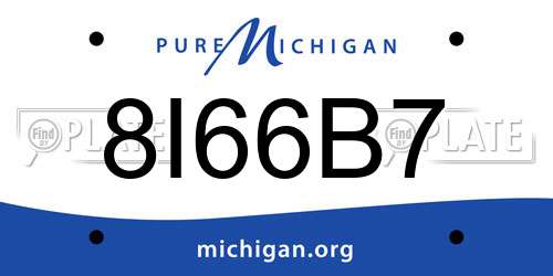 8I66B7 Michigan License Plate