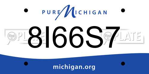 8I66S7 Michigan License Plate