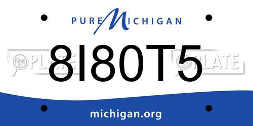 8I80T5 Michigan License Plate