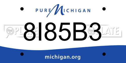 8I85B3 Michigan License Plate