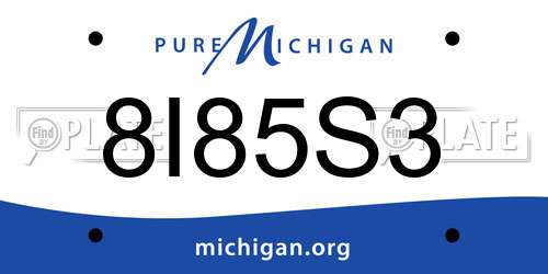 8I85S3 Michigan License Plate