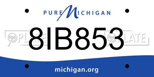 8IB853 Michigan License Plate