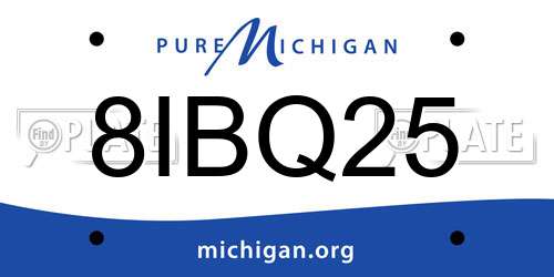8IBQ25 Michigan License Plate