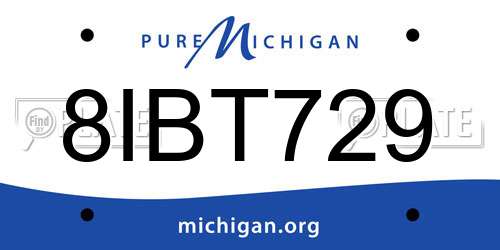 8IBT729 Michigan License Plate