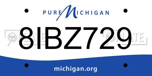 8IBZ729 Michigan License Plate