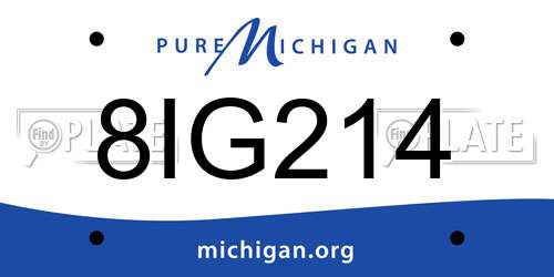 8IG214 Michigan License Plate