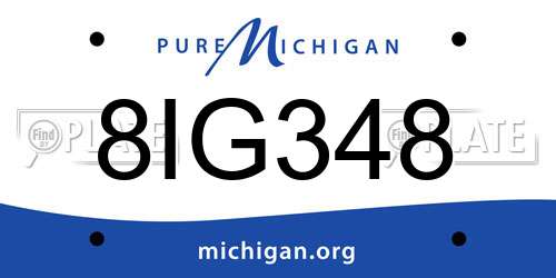 8IG348 Michigan License Plate