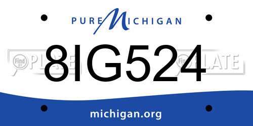 8IG524 Michigan License Plate