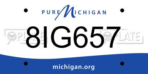 8IG657 Michigan License Plate