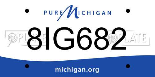 8IG682 Michigan License Plate