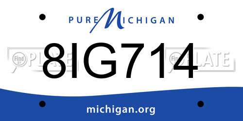 8IG714 Michigan License Plate