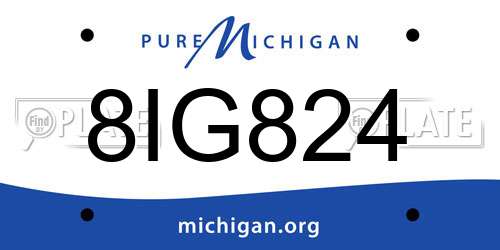 8IG824 Michigan License Plate