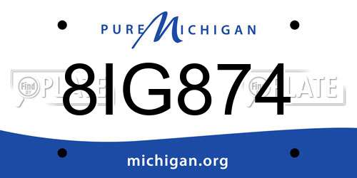 8IG874 Michigan License Plate