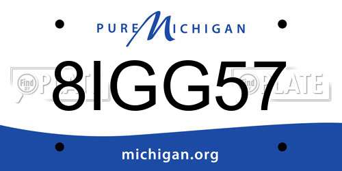 8IGG57 Michigan License Plate
