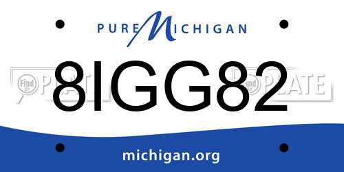 8IGG82 Michigan License Plate
