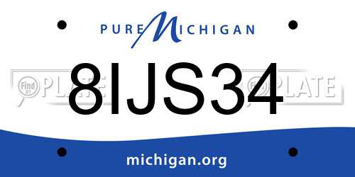 8IJS34 Michigan License Plate