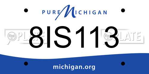 8IS113 Michigan License Plate