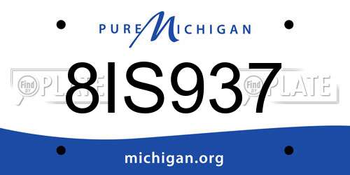 8IS937 Michigan License Plate