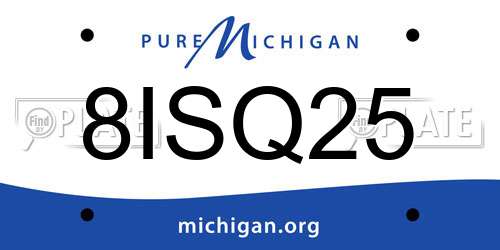 8ISQ25 Michigan License Plate