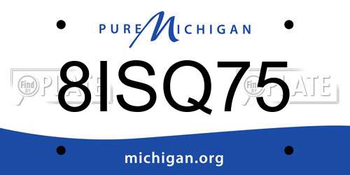 8ISQ75 Michigan License Plate