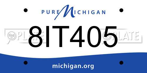8IT405 Michigan License Plate