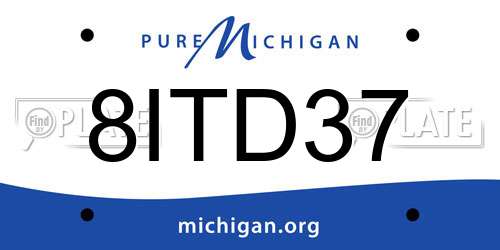 8ITD37 Michigan License Plate