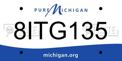 8ITG135 Michigan License Plate