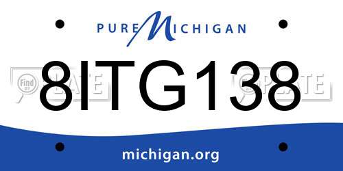 8ITG138 Michigan License Plate