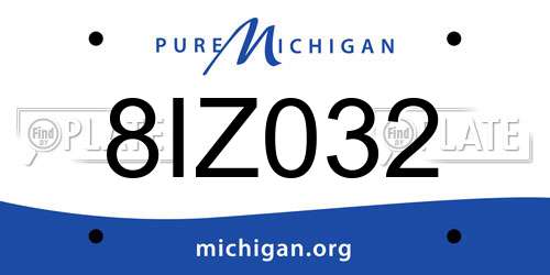 8IZ032 Michigan License Plate