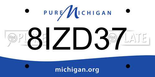 8IZD37 Michigan License Plate