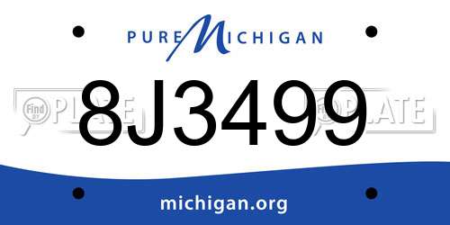 8J3499 Michigan License Plate