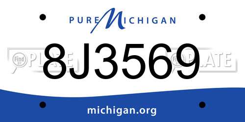 8J3569 Michigan License Plate