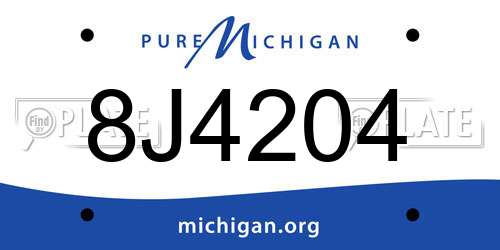 8J4204 Michigan License Plate