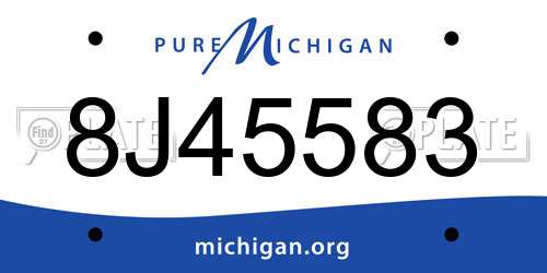 8J45583 Michigan License Plate