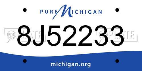 8J52233 Michigan License Plate