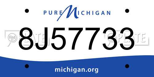8J57733 Michigan License Plate