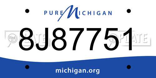 8J87751 Michigan License Plate