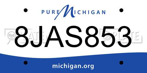 8JAS853 Michigan License Plate