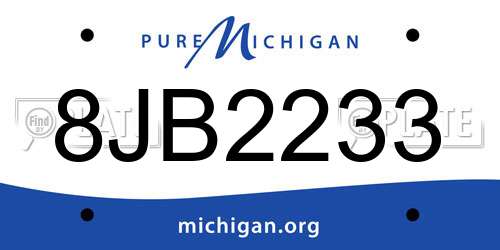8JB2233 Michigan License Plate