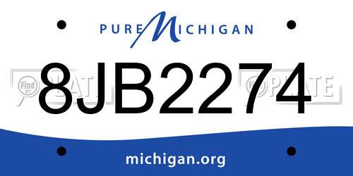 8JB2274 Michigan License Plate