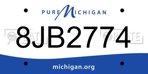 8JB2774 Michigan License Plate