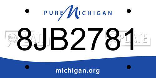 8JB2781 Michigan License Plate
