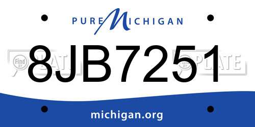 8JB7251 Michigan License Plate