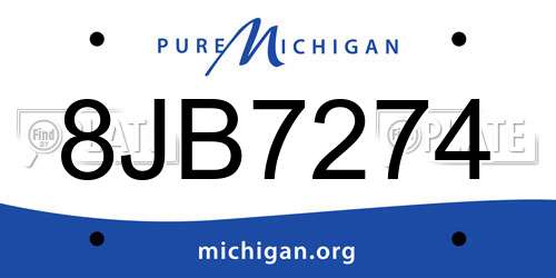 8JB7274 Michigan License Plate