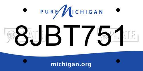 8JBT751 Michigan License Plate