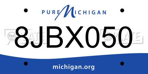 8JBX050 Michigan License Plate